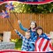 12 Pcs 22" H 4th of July Pinwheels Patriotic American Flag Pinwheels Red Blue White Stars Stripes Wind Spinner
